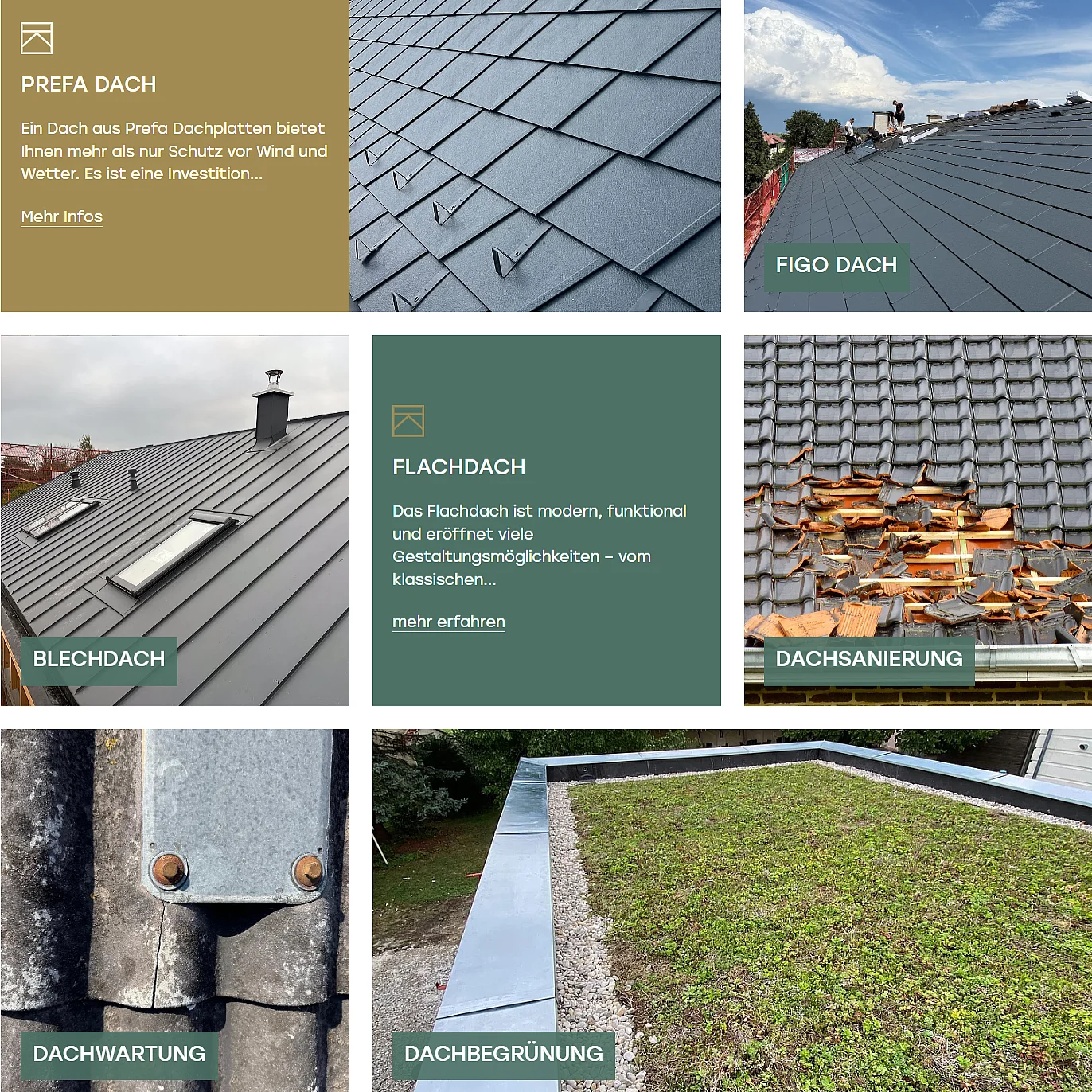 Leistungsangebote für Dächer