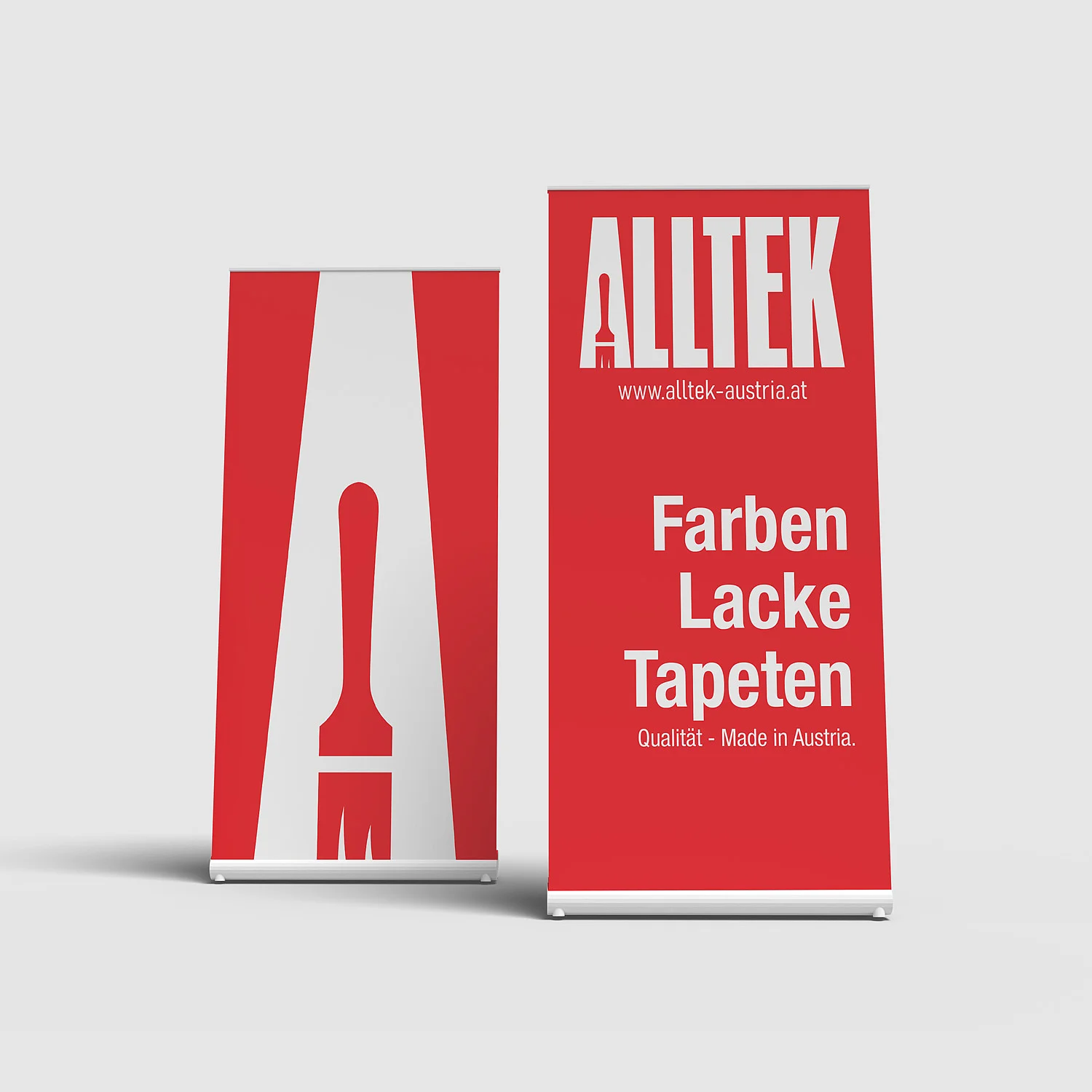 Rollup Aufsteller mit dem Alltek Logo